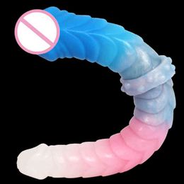 NXY Dildos Anal Toys Luuk Color Simulation Penis Soft Double Ended Silicone Multiple Head Dildo Strip Two End Masturbation Device for Women 0225