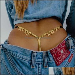 Belly Chains Body Jewelry 2021 Summer Sexy Chain Personalized Name Waist For Women Metal Custom Letters Underwear Thong Panties C3 Drop Deli