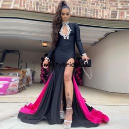 Formal Women's Prom Dress Long Sleeves Split Sexy Black Girl Graduation Party Gowns 2K21 Vestidos De Noche