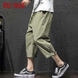 RUIHUO Linen Casual Pants Men Fashion 2021 Sweatpants Joggers Japanese Streetwear Men's Trousers Hip Hop Pants Clothes M-5XL Y0811