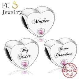 FC Jewellery Fit Original Brand Charm Bracelets 925 Silver Mother Grandma Childminder Big Sister Nanny Bead Making Berloque 2020 Q0531