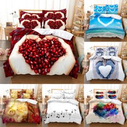 hd twin Canada - Bedding Sets Heart Duvet Quilt Cover Pillow Case Music 3D HD Bed Set Linen King Queen Twin Single Double 3PCS 2PCS Home Textile