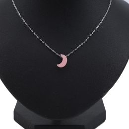 Pendant Necklaces 10Mm Moon Shape Opal Stone Necklace Stainless Steel Gold Chain Collar Jewellery Girlfriend Gifts 4 Colours