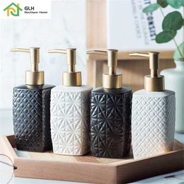 310ml Empty Hand Sanitizer Bottles Ceramics Bathroom Soap Shampoo Conditioner Dispenser Holder Accessories 211222