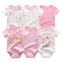 2021 Yeni 6 adet / grup Bebek Kız Giydirme Roupa de Bebes Erkek Bebek Giysileri Unicorn Bebek Giyim Setleri Tulum Yenidoğan Pamuk 0-12m 210226