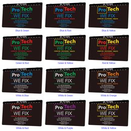 TC1025 Pro Tech Computer Systems We Fix Cellphones Tablets Light Sign Dual Colour 3D Engraving