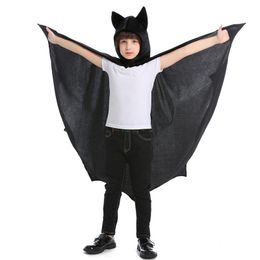 Mascot doll costume Kids Unisex Halloween Costumes Black Bat Cloak Hat Carnival Party Birthday Costume for Boys Girls