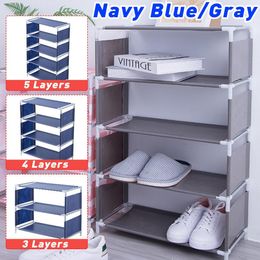 3/4/5 Layers Shoe Rack Assemble Shoes Shelf Simple Hallway Cabinet Organizer Holder Storage Solid Stand Shelves Shoe Home DIY 210306