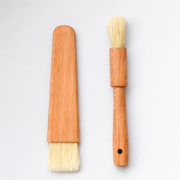Household Wooden Oil Brushes Wood Handle BBQ Tools Grill Pastry Butter Honey Sauce Basting Bristle Round Flat Brush Baking Cooking Kitchen Tool JY0888