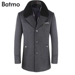 BATMO arrival winter high quality wool thicked trench coat men,men's gray wool jackets ,plus-size M-6XL,1659 211011