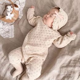 EnkeliBB Bebe Baby Knit Long Sleeve Rompers With Leg Solid Color Baby Girl Autumn Winter Clothes One-piece For New Born 210315