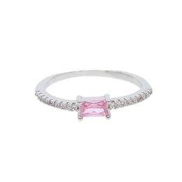 pink pave ring UK - Cluster Rings Micro Pave Zirconia Pink Stone Ring Luxury Wedding Band For Women Cock Holder Antique Set