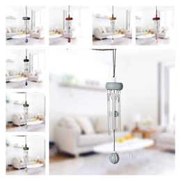 Wood Aluminium Tube Pendants Creative Mini Metal Wind Chime Home and Car Winds Chimes Pendant Decoration Craft Gifts By sea T2I52551