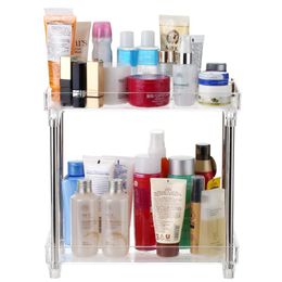 countertop tray Canada - Bathroom Storage & Organization Multi-functional 2-Tier Cosmetic Organizer Tray Shelf Caddy Stand For Vanity Countertop