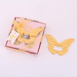 50PCS Gold Butterfly Wine Bottle Opener In Gift Box Wedding Giveaways Party Gift FREE SHIPPING SN2426