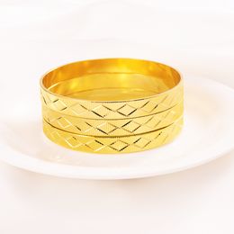 Bangle Dual Textured Striped Gold Tone Wide Statement Bracelet Ladies Size 3 pcs Wholesale