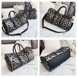 Travel Sport Bag Men Training Shoulder Bag PU Leopard Print Sport Bag For Women Sac De Sport Fitness Waterproof Gym Yoga Handbag Y0721