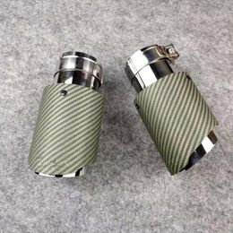 1 Piece High quality green Carbon Fibre Akrapovic Exhaust pipe Fit for all cars Stainless Steel Muffler tip