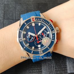 High Quality New Diver Swiss Quartz Chronograph Mens Watch 1503-170LE-3/93-HAMMER Blue Dial Rubber Strap Gents Sport Watches Folding clasp