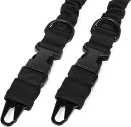 Two Rifle Point Sling Length Adjustable Premium QD Tactical Strap 2-Point Shotgun Slings with Metal Hook Quick Detach D Ring Loop for Outdoor Hunting Bl