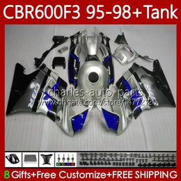 Bodywork For HONDA +Tank 600FS CBR600F3 600CC 1995-1998 Blue silver Body 64No.239 CBR 600 CBR600 F3 FS CC 600F3 95 96 97 98 CBR600FS CBR-600 1995 1996 1997 1998 Fairing