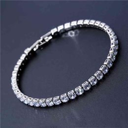 Fashion Luxury Cubic Zirconia Tennis s Iced Out Chain Crystal Wedding For Women Men Gold Silver Colour Bracelet