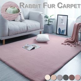 Soft Shaggy sitting room floor Carpet Shaggy Fur Rabbit carpet Sofas Cushions Kitchen Mat home Decor Mat D30 210301