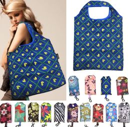 500pcs Home Storage Nylon Foldable Shopping Bags Reusable Eco-Friendly folding Bag Shoppingbags Ladies Storages Tote Handbag SN2414