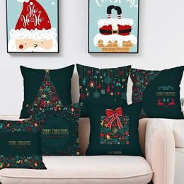 Christmas Pillow Case green printing sofa cushion cover Peach skin home 11style Home Textiles T2I52475