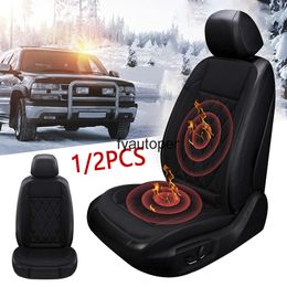 2pcs Automobiles Seat Covers 12V Car Auto Front Hot Heated Pad Cushion Warmer Protectors Cover Black