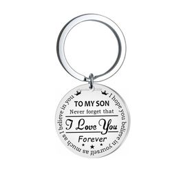 Stainless steel I love you key ring To my son my daughter keychain bag hangs fashion jewelry will and sandy