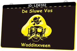 LD6102 De Sluwe Vos Waddinxveen Pirate SKull Light Sign 3D Engraving LED Wholesale Retail