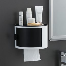 Tissue Boxes & Napkins Bathroom Box Toilet Paper Holder Rack Waterproof Wall-Mounted Roll Storage No Need To Punch