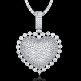 Pendant Necklaces 100% Micro Zircon Hip Hop Luxury Heart Necklace For Men Jewellery Iced Out Factory Prices Wholesale