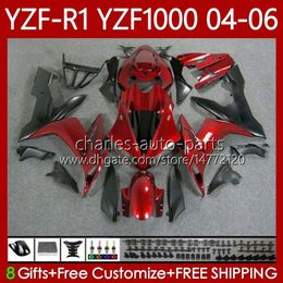 OEM Body Kit For YAMAHA YZF-R1 YZF1000 YZF R 1 1000CC 2004 2005 2006 Bodywork 89No.144 YZF R1 1000 CC YZFR1 04 05 06 YZF-1000 Candy Red 2004-2006 Motorcycle Fairings