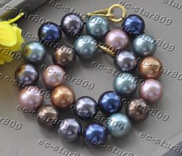 Chains Z11317 18"-34" 16mm Blue Coffee Green Round South Sea Shell Pearl Necklace Women Fasion Jewellery