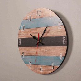 Wall Clock Modern Design Mechanism Vintage Digital Metal European Wooden Roman Craft Wall Clock Living Room Decorative Gift H1230