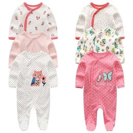 3&4Pcs Baby Rompers Long Sleeve Jumpsuit born Clothes Winter Pyjamas Girl Boys Warm infantil toddler costumes 211101
