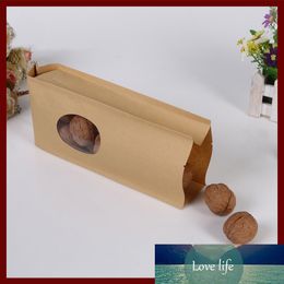 10*22+6 50pcs kraft paper Organ bags with window for gifts sweets and candy food tea Jewellery retail package paper bag