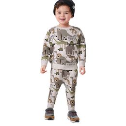 Jumping Metres Arrival Cartoon Autumn Spring Boys Girls Clothing Sets Animals Print Fashion Cotton Sport Suits Baby Outfit 210529