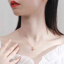 Ins Windmill Clover Pendant Set Chain Korean Version Simple Temperament Jewelry S925 Silver Woman Necklace