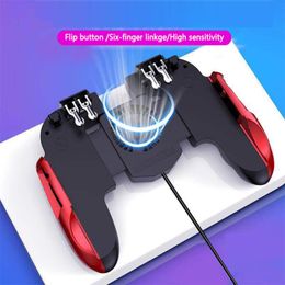 H9 Six Finger Pubg Gamepad Controller Joystick Free Fire Cooling Fan Gamepad Joystick For Android Phone Shooting Game