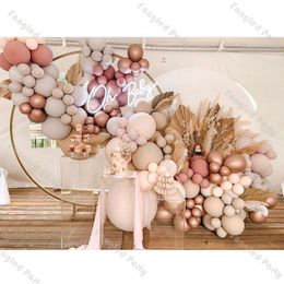 147pcs Doubled Cream Peach Apricot Balloon Garland Pink Rose Gold Baby Shower Balloons Arch Birthday Party Wedding Decoration