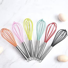 NEWEgg Beater Kitchen Tools Solid Colour 10inch Stainless Steel Mini Silicone Whisk for Nonstick Cookware Cooking RRB13658