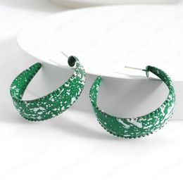 Design Simple Metal Spray Paint C-Shaped Stud Earrings for Women Fashion Geometric Big Circle Hoop Earrings Jewellery