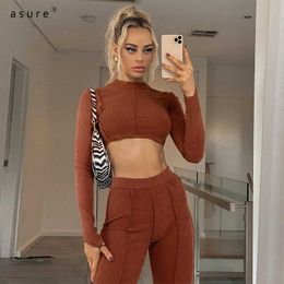 Tracksuit Two Piece Gym Set Women Clothing Female Sportswear Sexy Outfit Sweatshirt Sweatpants Jogging Full Suit S062483W 210712