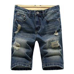 Mens large size hole denim shorts Cotton short Jeans Summer Male thin comfortable short jeans Fshion short pants Size 28-42