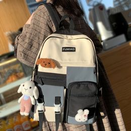 Backpack Women Waterproof Kawaii Girl Harajuku School Bag College Student Nylon Cute Book Female Trendy Fashion