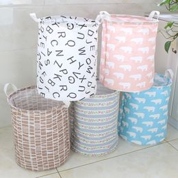 Pattern Ins Storage Baskets Clothing Organisation Canvas Laundry Bag Bins Kids Room Toys Storage Bags Bucket T9I001146