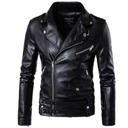 Motorcycle Pilot Leather Jacket Fashion Brand Men's Designer Punk Wind Oblique Zipper Design Men's Leather Jacket Coat 211009